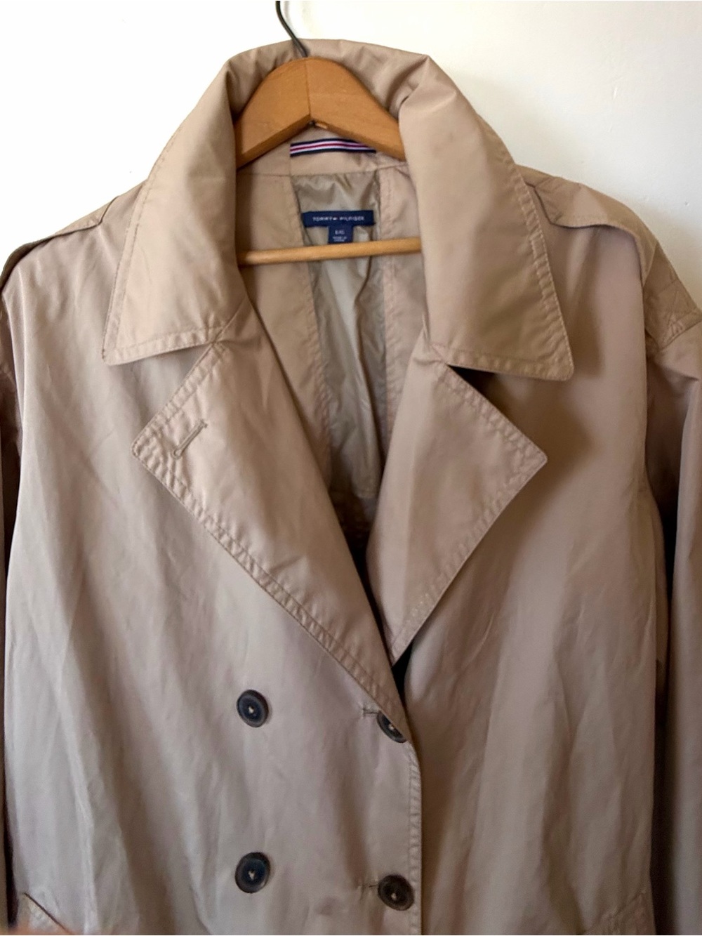 Tommy Hilfiger Classic Beige Double Breasted Trench Coat Size L